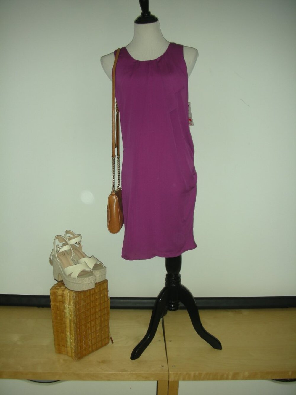 Poleci 100% Silk Purple Cocktail Dress NWT Size 4 Wedding Guest Party Designer
